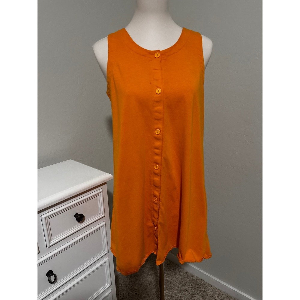 Vintage Great Lakes Recreation Orange Button Front‎ Sleeveless Shift Dress